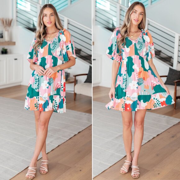 JODIFL - Abstract Floral Mini Dress - Small - Picture 3 of 11